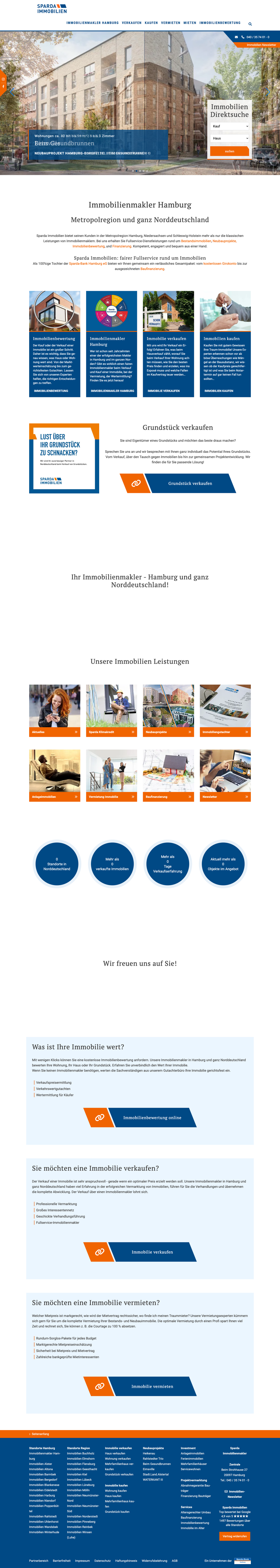 Sparda Immobilien Website Screenshot – entrados TYPO3 Referenzprojekt