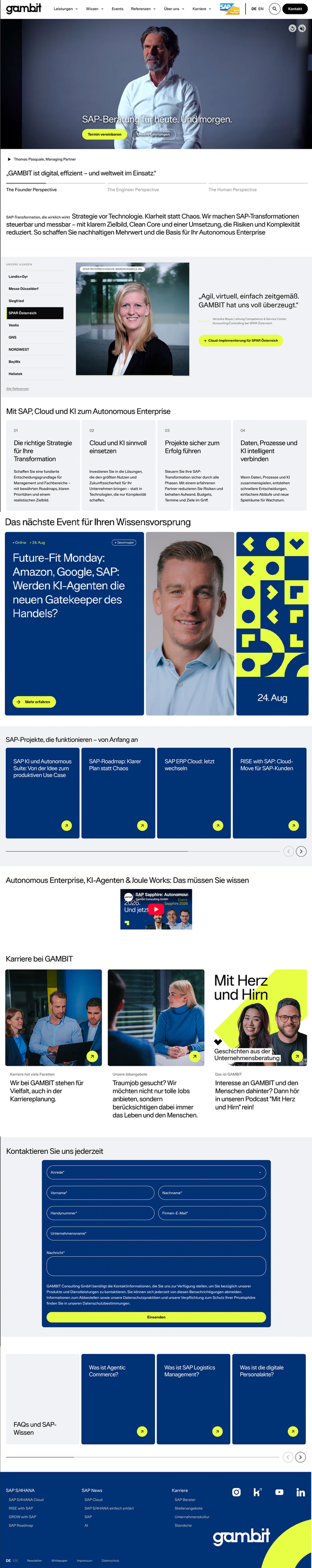 Gambit Consulting Website Screenshot – entrados TYPO3 Agentur Referenz